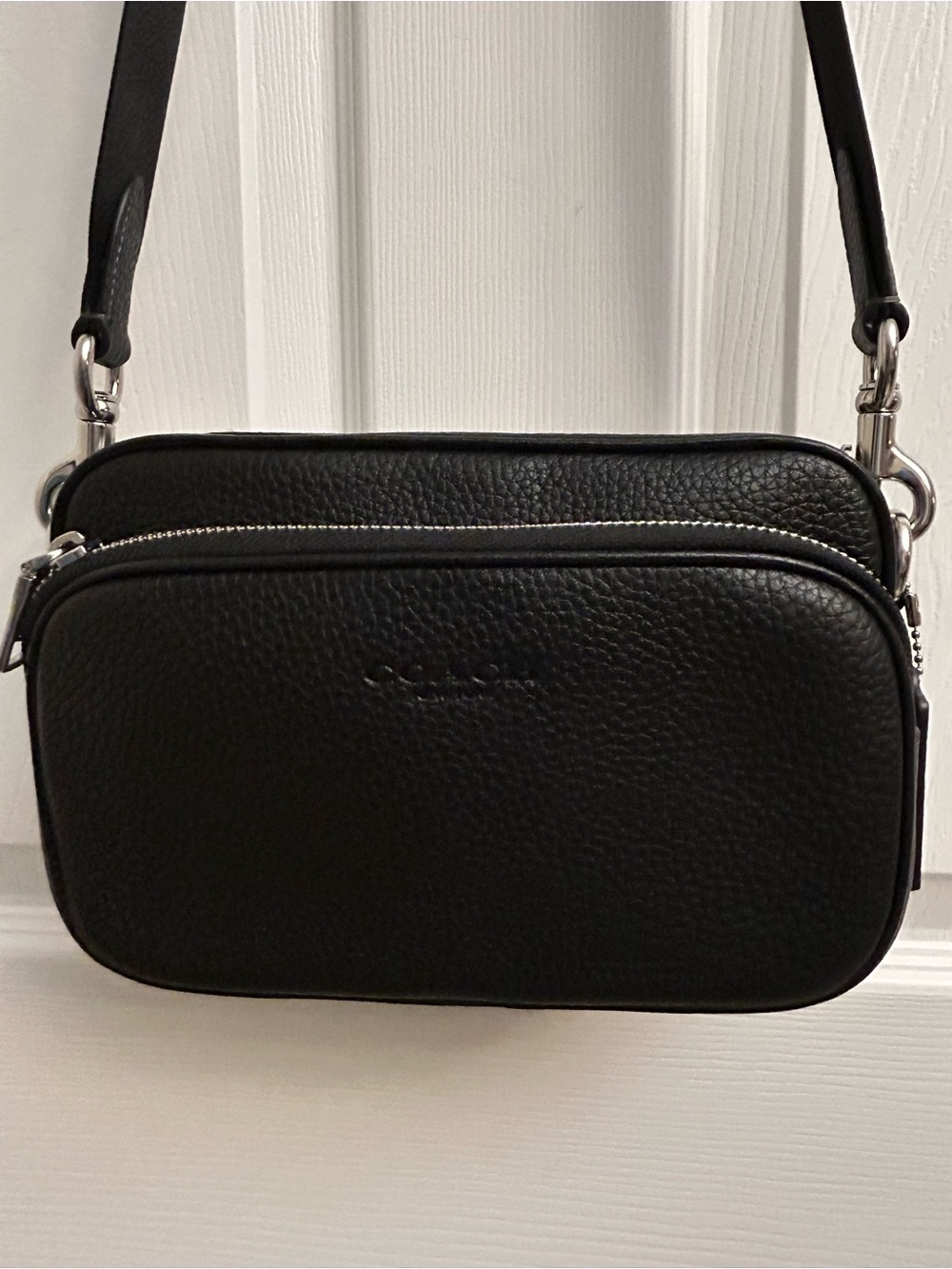 Coach Black Pebbled Leather Crossbody Camera Bag